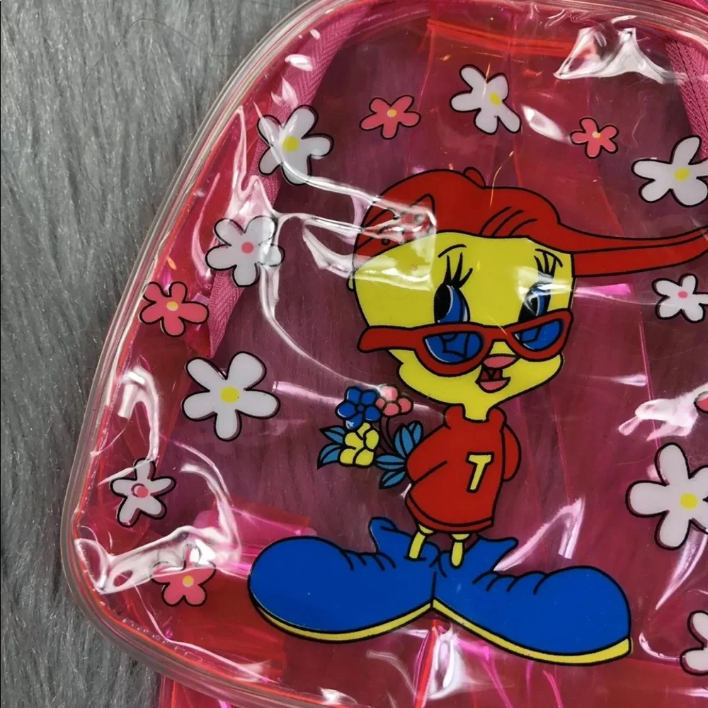 Vintage 90s Pink Clear Plastic Mini Backpack Tweety Bird